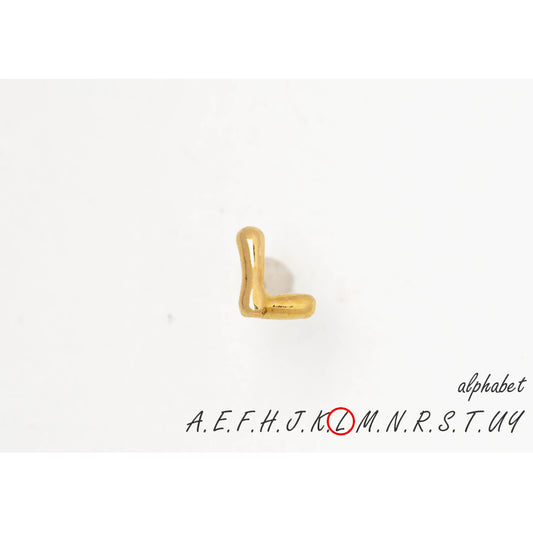 イニシャル ピアス 18金 ゴールド レディース 1個 片耳売り アルファベット ハンドメイド ピアス A E F H J K L M N R S T U Y プッシュギフト