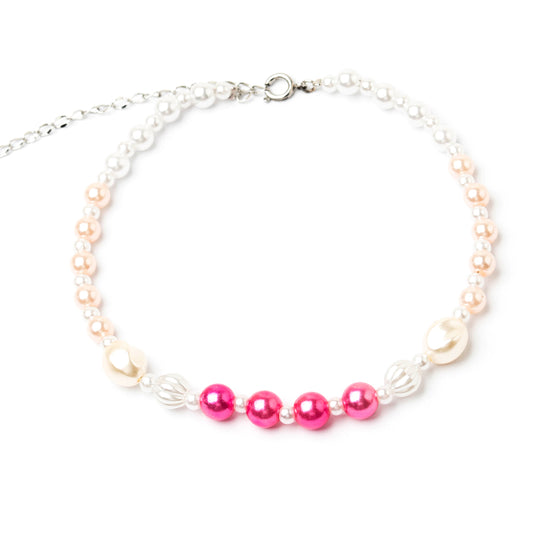 【S 15】小型犬の為の軽量首輪 ビーズネックレス<1点物×ステンレス×溶接> 【フェミニンステル】