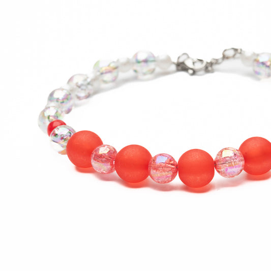 【SS 25】小型犬の為の軽量首輪 ビーズネックレス<1点物×ステンレス×溶接> 【フェミニンステル】