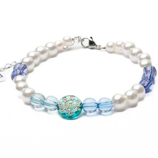 【SS 28】小型犬の為の軽量首輪 ビーズネックレス<1点物×ステンレス×溶接> 【フェミニンステル】