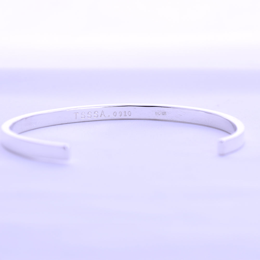 オーダーメイド シルバー バングル 4mm 名入れ 刻印 誕生石 天然石 - 大人のパワーストーン ペアアクセサリー プッシュギフト