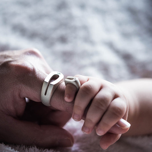 ベビーリング 親子 パパ お揃い ペアリング2点セット シルバー925 馬蹄リング ホースシュー ひづめ 誕生石 刻印 メンズ 名入れ プッシュギフト