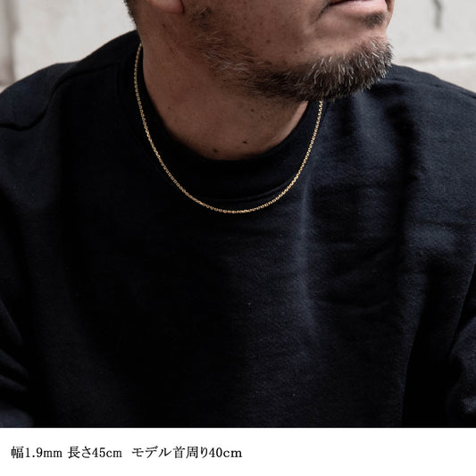 チェーン ネックレス 18金 あずき チェーン 太め k18 1.9mm 40cm 45cm 50cm 55cm 60cm メンズ レディース 日本製