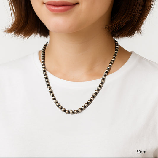 ナバホ パール ネックレス 5mm / 40cm 45cm 50cm シルバー925 メンズ レディース ナバホ族 シルバー ビーズ ボール ナバホチェーン ネックレス 燻し インディアン ジュエリー ネイティブ アメリカン