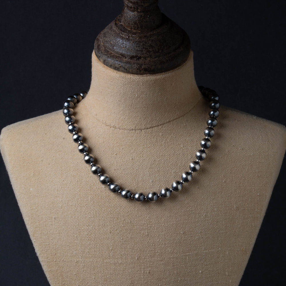 ナバホ パール ネックレス 8mm / 40cm 45cm 50cm シルバー925 メンズ レディース ナバホ族 シルバー ビーズ ボール ネックレス チェーンネックレス 燻し インディアン ジュエリー ネイティブ アメリカン
