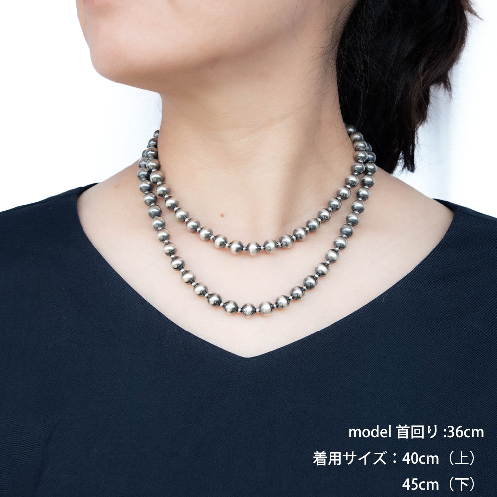 ナバホ パール ネックレス 8mm / 40cm 45cm 50cm シルバー925 メンズ レディース ナバホ族 シルバー ビーズ ボール ネックレス チェーンネックレス 燻し インディアン ジュエリー ネイティブ アメリカン
