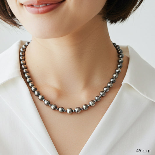 ナバホ パール ネックレス 8mm / 40cm 45cm 50cm シルバー925 メンズ レディース ナバホ族 シルバー ビーズ ボール ネックレス チェーンネックレス 燻し インディアン ジュエリー ネイティブ アメリカン