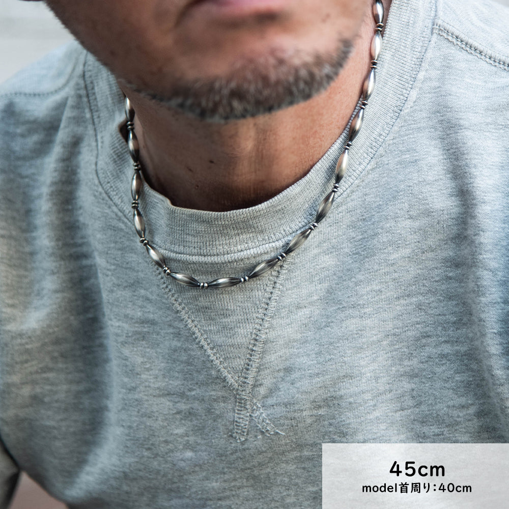 ナバホ パール ネックレス 楕円 15-5mm シルバー925 メンズ レディース ナバホ族 シルバー ビーズ ボール ネックレス チェーンネックレス 燻し インディアン ジュエリー ネイティブ アメリカン
