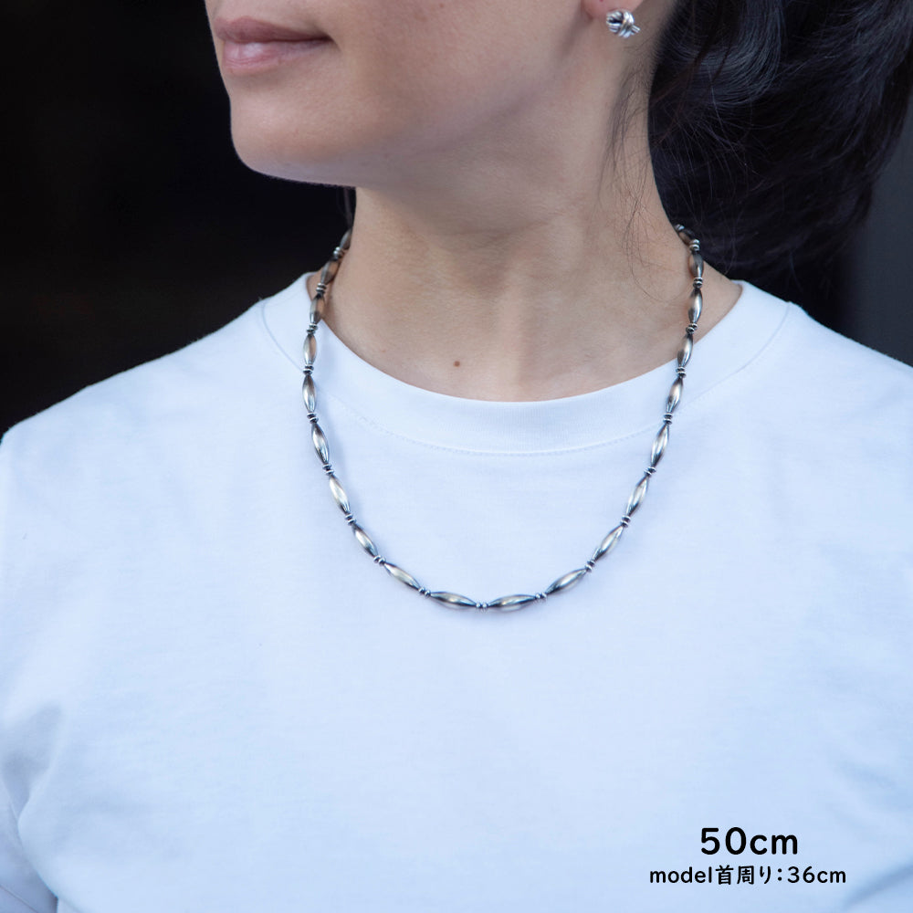 ナバホ パール ネックレス 楕円 15-5mm シルバー925 メンズ レディース ナバホ族 シルバー ビーズ ボール ネックレス チェーンネックレス 燻し インディアン ジュエリー ネイティブ アメリカン