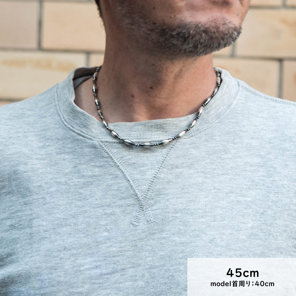 ナバホ パール ネックレス 楕円 15-5mm シルバー925 メンズ レディース ナバホ族 シルバー ビーズ ボール ネックレス チェーンネックレス 燻し インディアン ジュエリー ネイティブ アメリカン