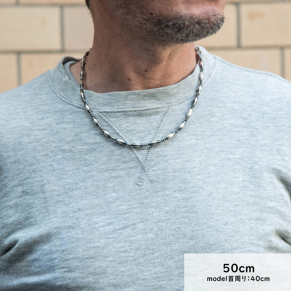 ナバホ パール ネックレス 楕円 15-5mm シルバー925 メンズ レディース ナバホ族 シルバー ビーズ ボール ネックレス チェーンネックレス 燻し インディアン ジュエリー ネイティブ アメリカン