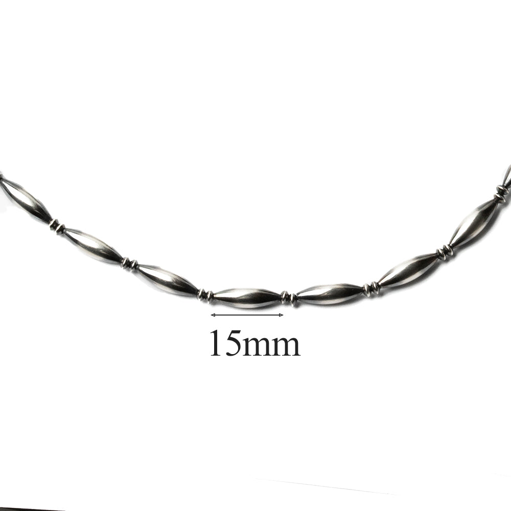 ナバホ パール ネックレス 楕円 15-5mm シルバー925 メンズ レディース ナバホ族 シルバー ビーズ ボール ネックレス チェーンネックレス 燻し インディアン ジュエリー ネイティブ アメリカン