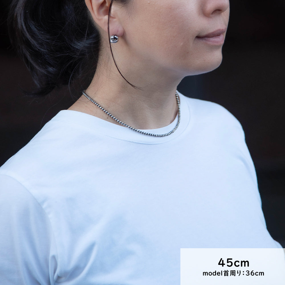 ナバホ パール ネックレス 3mm / 40cm 45cm 50cm シルバー925 メンズ レディース ナバホ族 シルバー ビーズ ボール ネックレス チェーンネックレス 燻し インディアン ジュエリー ネイティブ アメリカン