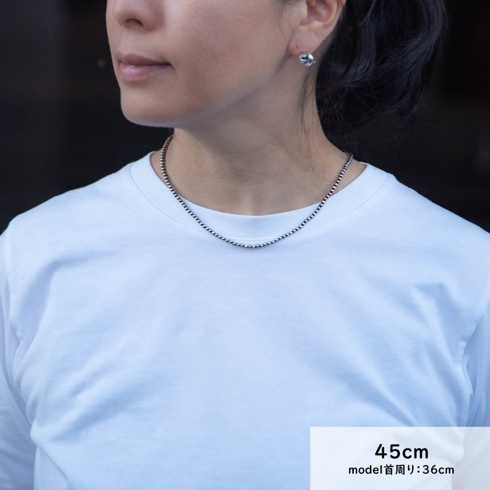 ナバホ パール ネックレス 3mm / 40cm 45cm 50cm シルバー925 メンズ レディース ナバホ族 シルバー ビーズ ボール ネックレス チェーンネックレス 燻し インディアン ジュエリー ネイティブ アメリカン