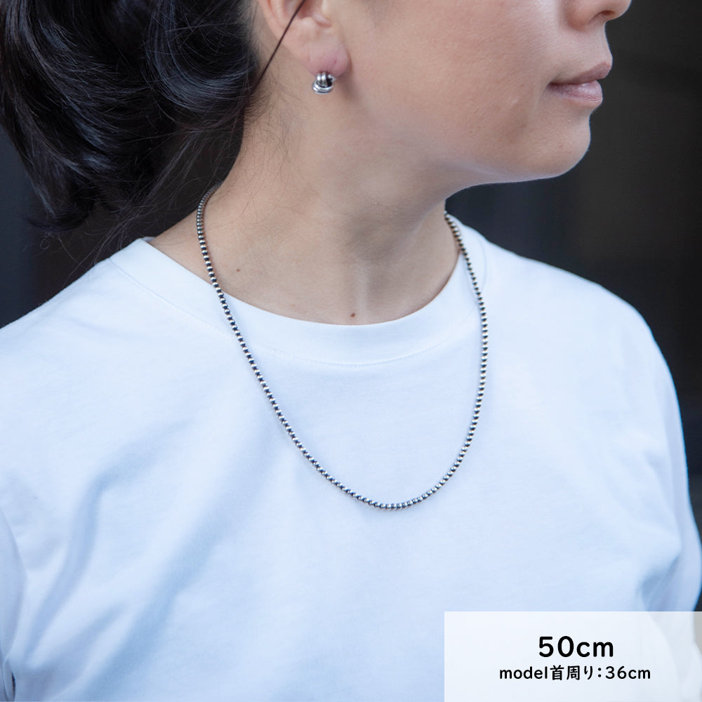 ナバホ パール ネックレス 3mm / 40cm 45cm 50cm シルバー925 メンズ レディース ナバホ族 シルバー ビーズ ボール ネックレス チェーンネックレス 燻し インディアン ジュエリー ネイティブ アメリカン