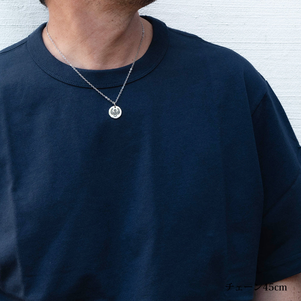 コイン ペンダント メンズ シルバー925 プレート ネックレス ハンドメイド 選べる 古代エジプト ヒエログリフ チェーン 40cm 45cm 50cm 槌目 守護 お守り カジュアル デザイン シルバーアクセサ