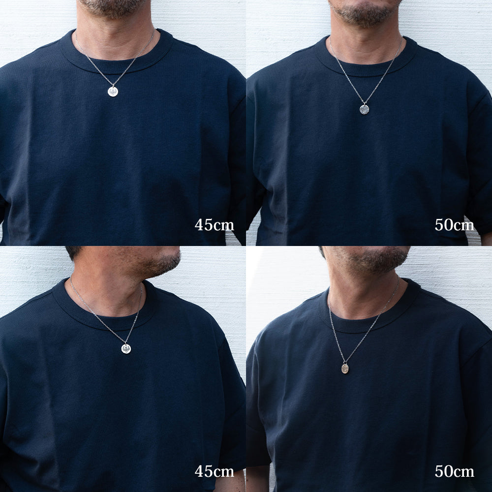 コイン ペンダント メンズ シルバー925 プレート ネックレス ハンドメイド 選べる 古代エジプト ヒエログリフ チェーン 40cm 45cm 50cm 槌目 守護 お守り カジュアル デザイン シルバーアクセサ