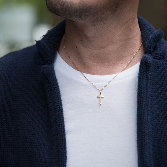 【K18金無垢】日本製 クロスネックレス 太め あずき チェーン 選べる Lクロスフリー|自分らしさを纏う本格ジュエリー|Rosso e Blu Jewelry