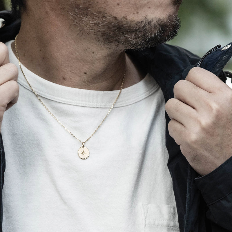 ペンダントトップ 18金 ダイヤモンド k18 18k メンズ レディース お守り 八芒星 丸 楕円 コイン ペンダント プッシュギフト