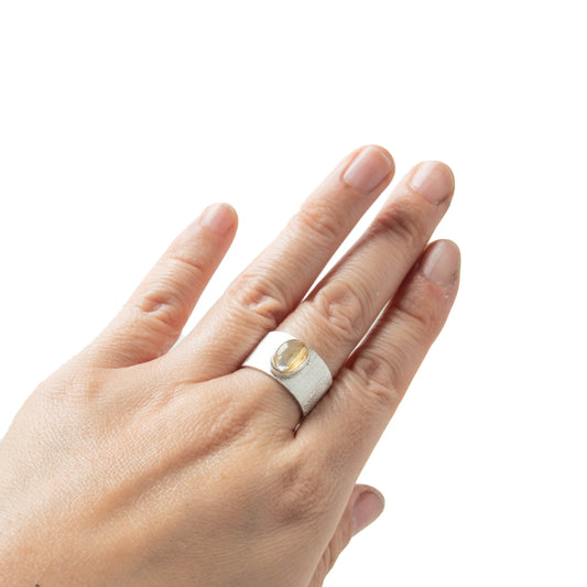 【1点もの】天然石 リング シルバー925 ゴールドルチルクォーツ パワーストーン 15号