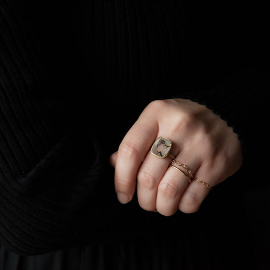 【1点もの 】指輪 リング K18 天然石 デンドリティッククォーツ レディース 蝶