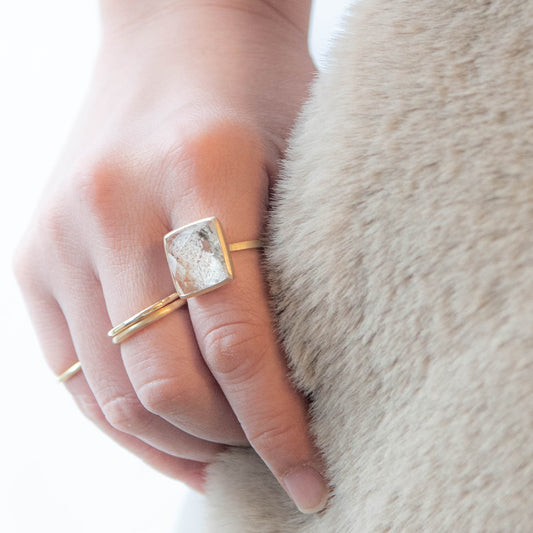 【1点もの 】k10リング 天然石 ピンク ガーデンクォーツ 指輪10金 レディース【1点物 】