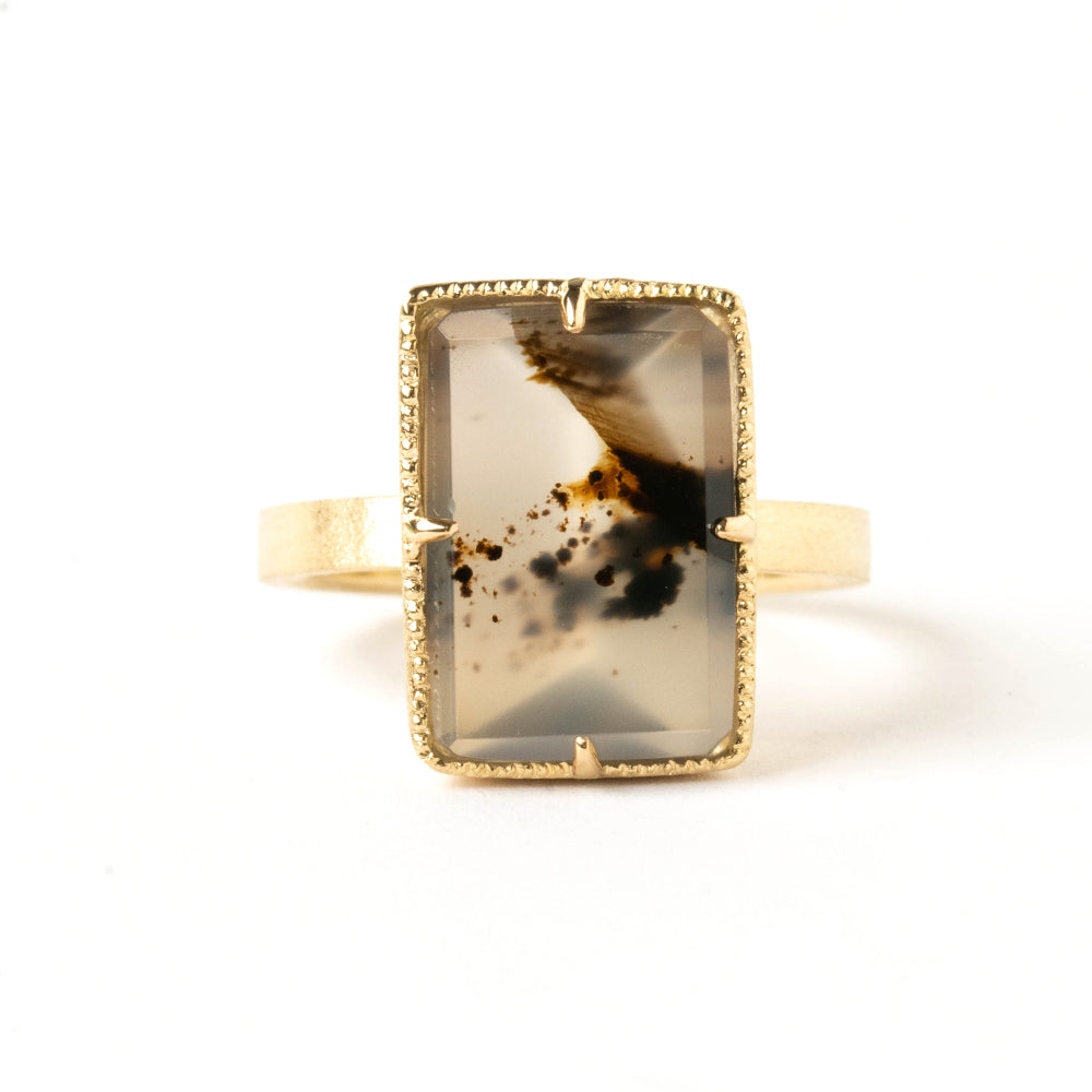 【1点もの 】天然石 リング モンタナアゲート 指輪 レディース k18 パワーストーン