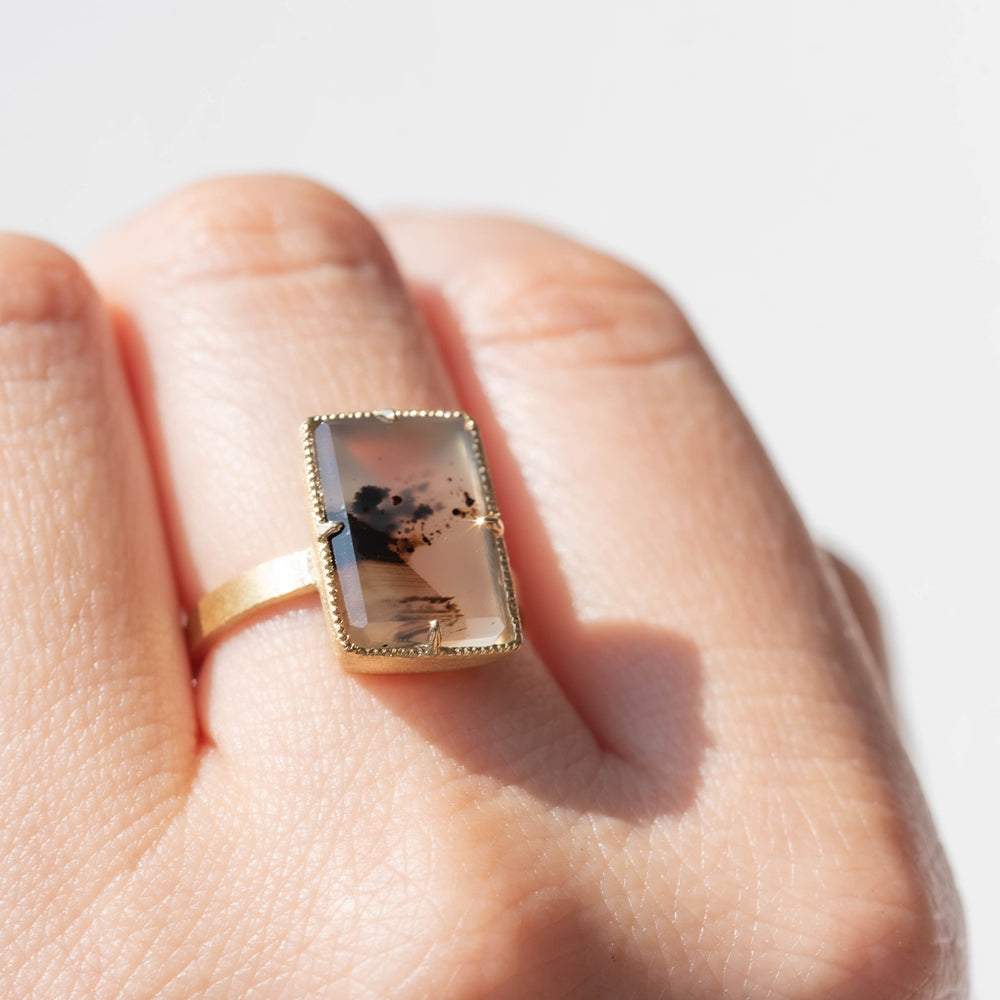 【1点もの 】天然石 リング モンタナアゲート 指輪 レディース k18 パワーストーン