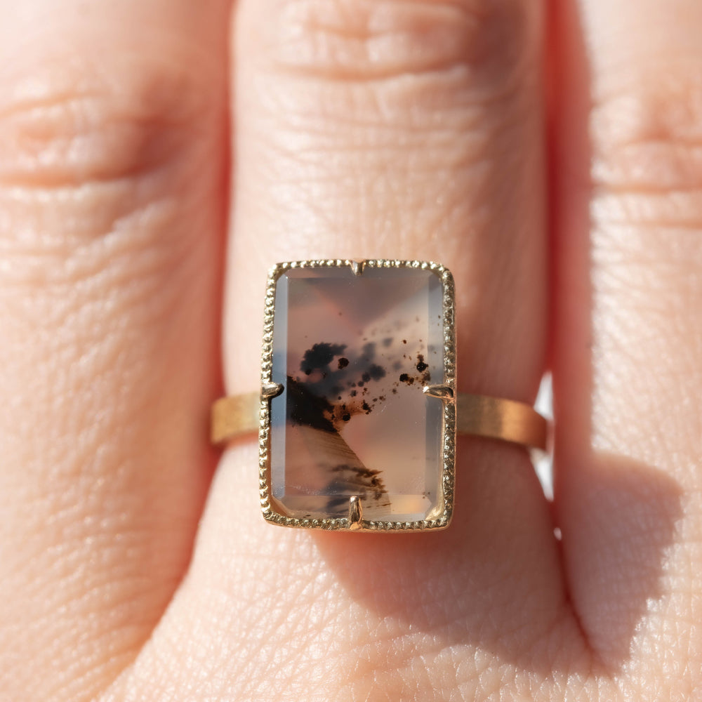 【1点もの 】天然石 リング モンタナアゲート 指輪 レディース k18 パワーストーン