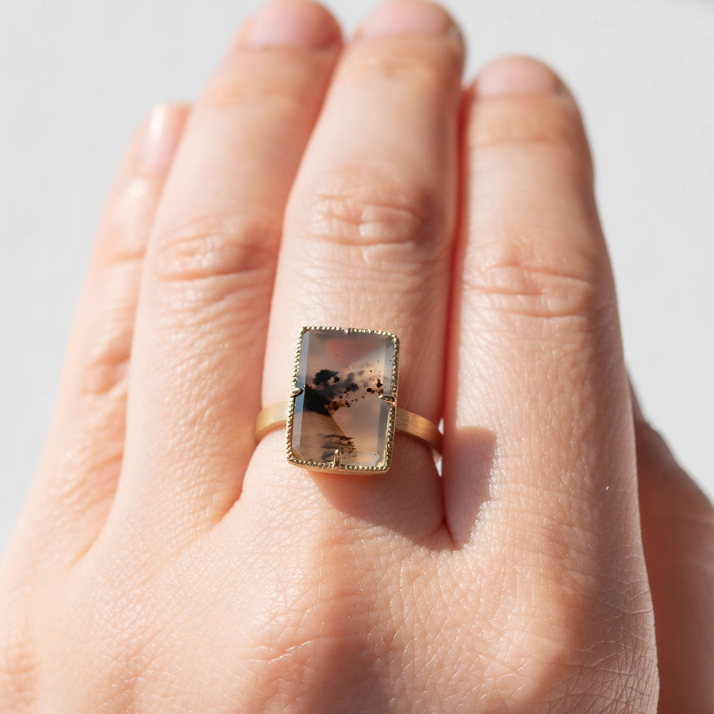 【1点もの 】天然石 リング モンタナアゲート 指輪 レディース k18 パワーストーン