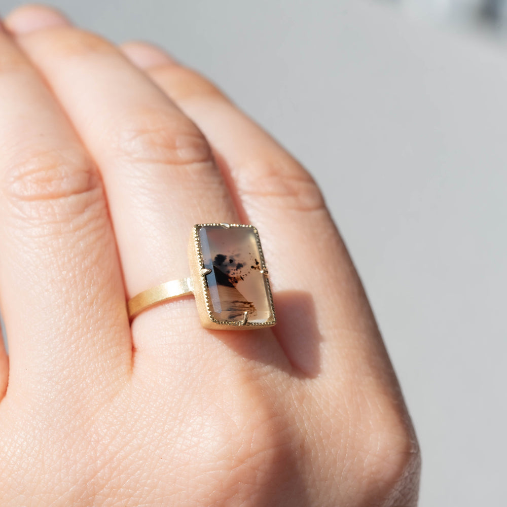 【1点もの 】天然石 リング モンタナアゲート 指輪 レディース k18 パワーストーン