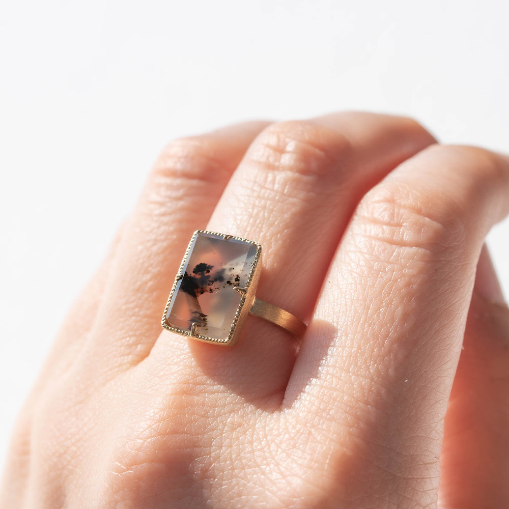 【1点もの 】天然石 リング モンタナアゲート 指輪 レディース k18 パワーストーン