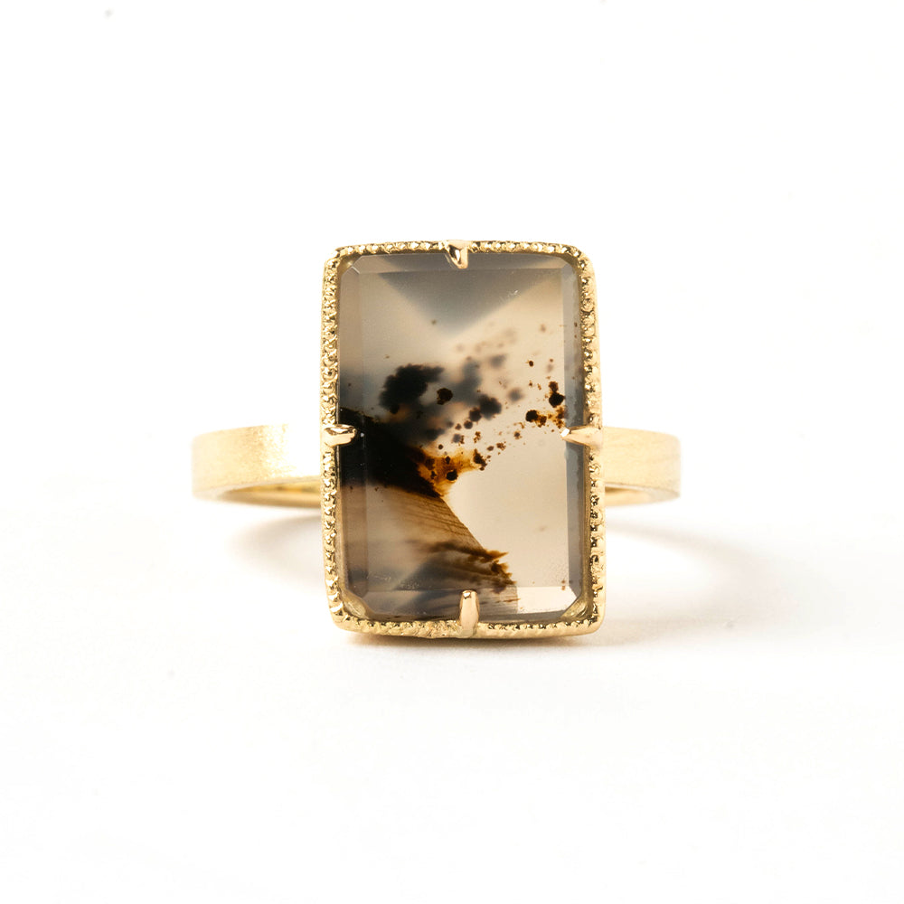 【1点もの 】天然石 リング モンタナアゲート 指輪 レディース k18 パワーストーン