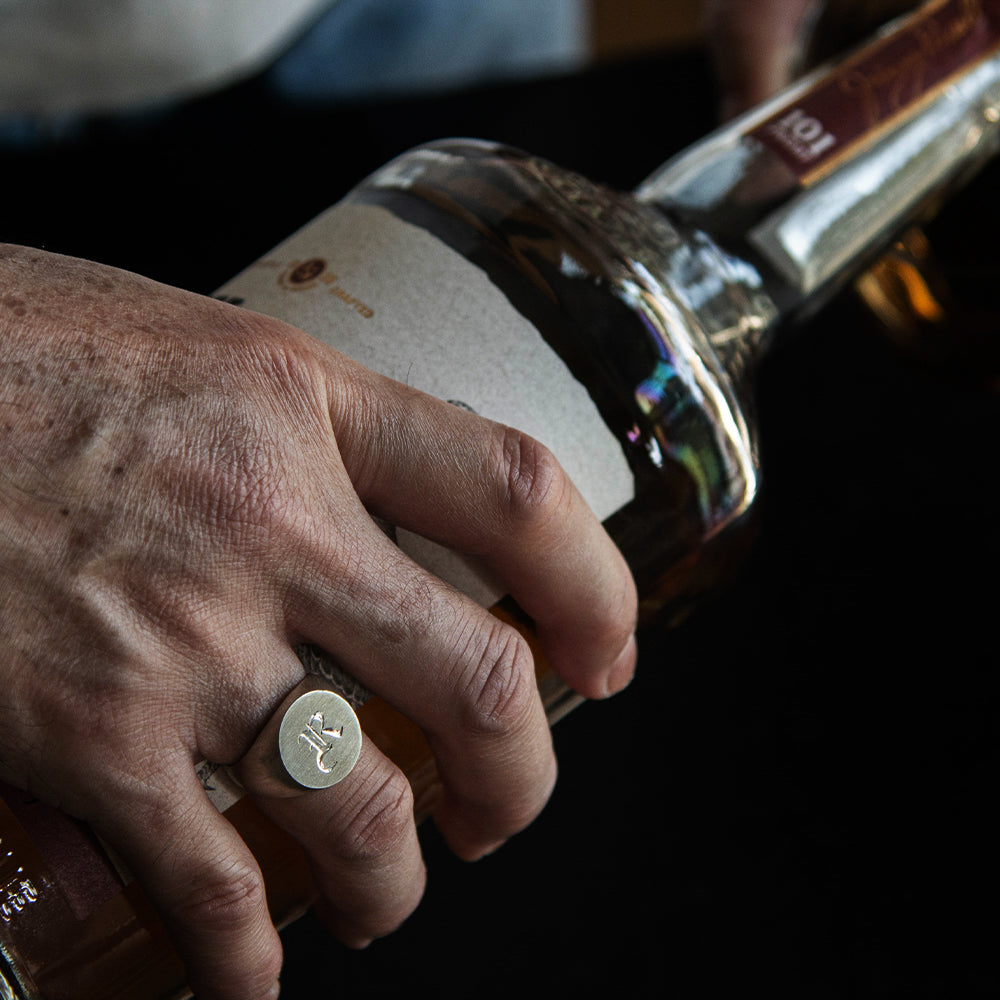 signet ring 16~22号 メンズ シグネットリング インダイリング 横丸 シルバー925 指輪 / イニシャル オーダー プッシュギフト