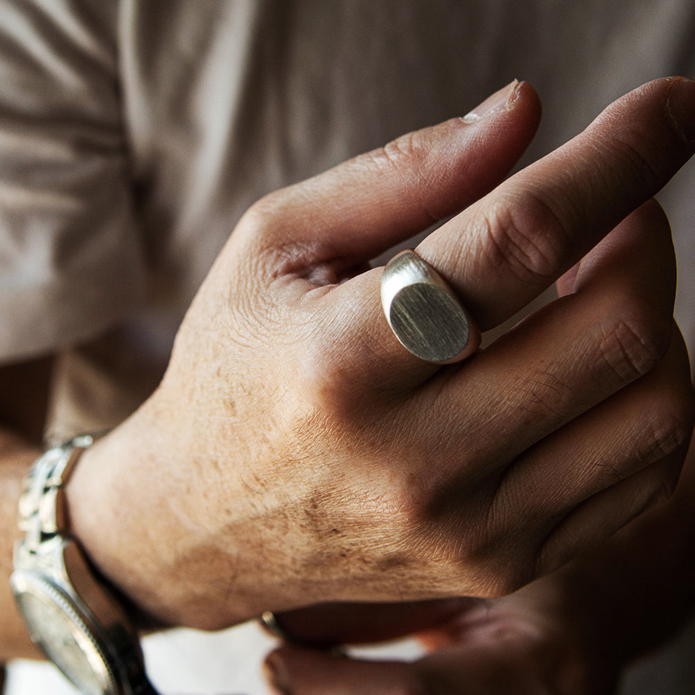 signet ring 16~22号 メンズ シグネットリング インダイリング 横丸 シルバー925 指輪 / イニシャル オーダー プッシュギフト