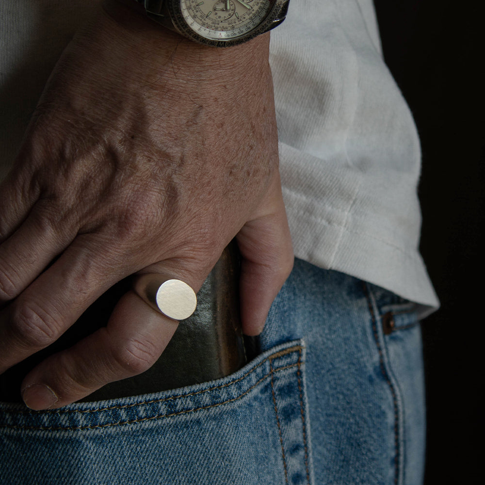 signet ring 16~22号 メンズ シグネットリング インダイリング 横丸 シルバー925 指輪 / イニシャル オーダー プッシュギフト