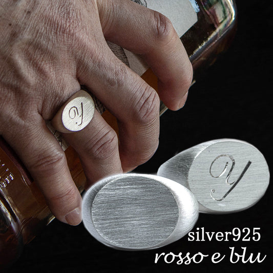 signet ring 16~22号 メンズ シグネットリング インダイリング 横丸 シルバー925 指輪 / イニシャル オーダー プッシュギフト