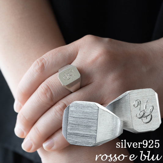 signet ring 8~15号 シグネットリング インダイリング スクエア 縦長 シルバー925 指輪 / イニシャル オーダー プッシュギフト