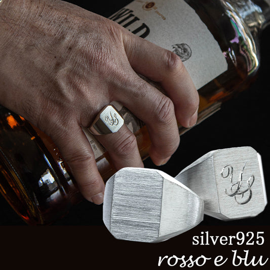 signet ring 16~22号 メンズ シグネットリング インダイリング スクエア 縦長 シルバー925 指輪 / イニシャル オーダー プッシュギフト