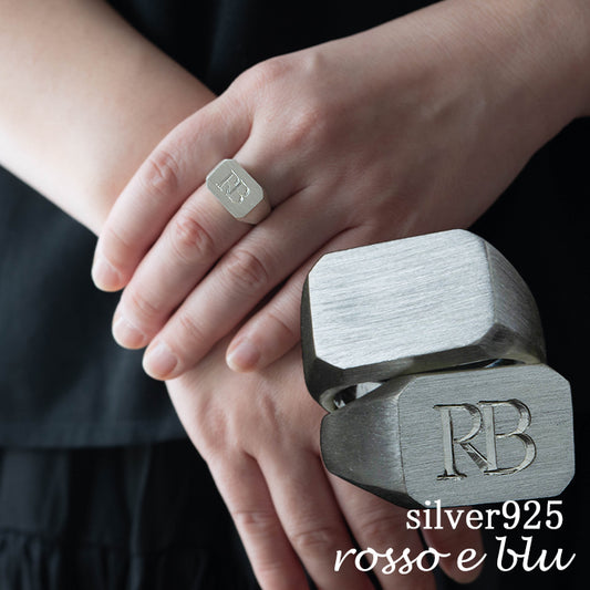 signet ring 8~15号 シグネットリング インダイリング スクエア 横長 シルバー925 指輪 / イニシャル オーダー プッシュギフト