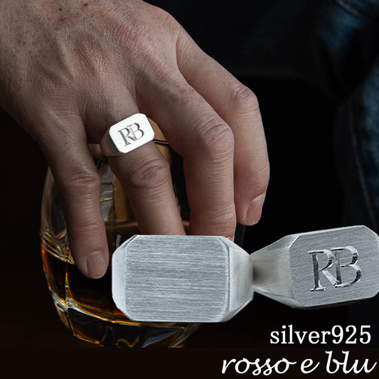 signet ring 16~22号 メンズ シグネットリング インダイリング スクエア 横長 シルバー925 指輪 / イニシャル オーダー プッシュギフト