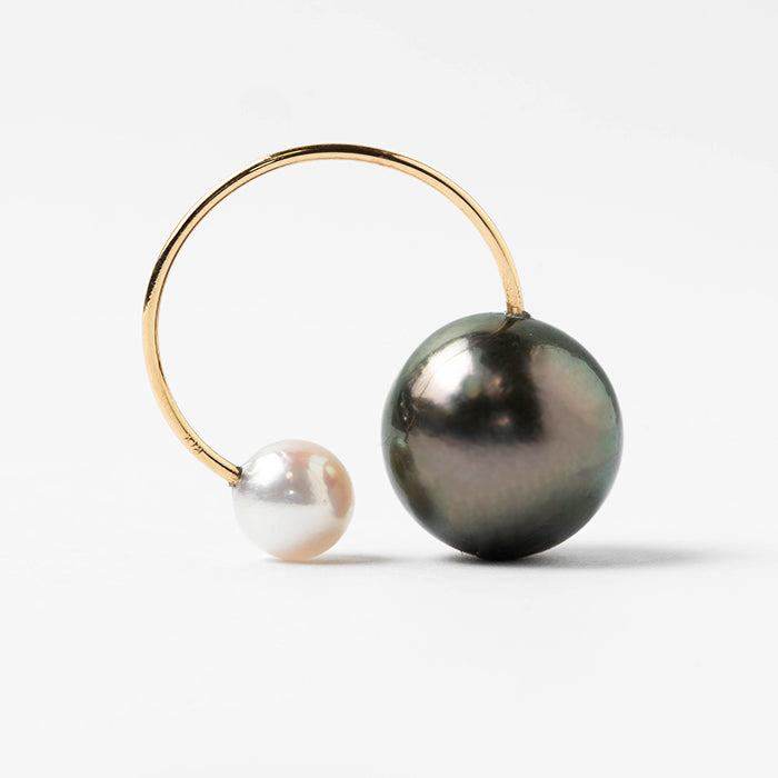 pearl] k18 ゴールド イヤーカフ アコヤ パール （L）ブラックパール
