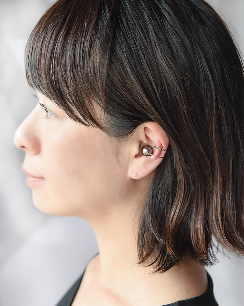 pearl] k18 ゴールド イヤーカフ アコヤ パール （L）ブラックパール
