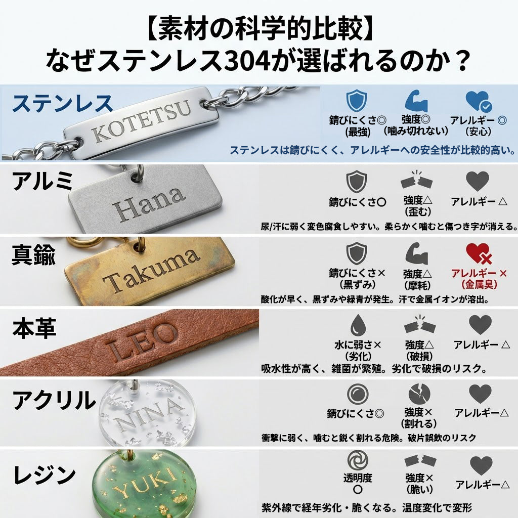 愛犬とおそろい 迷子札ネックレス ドッグネックレス 2.8g 超軽量 ステンレス 日本製 dognecklace 刻印無料 飼い主用ブレスレット セット可能