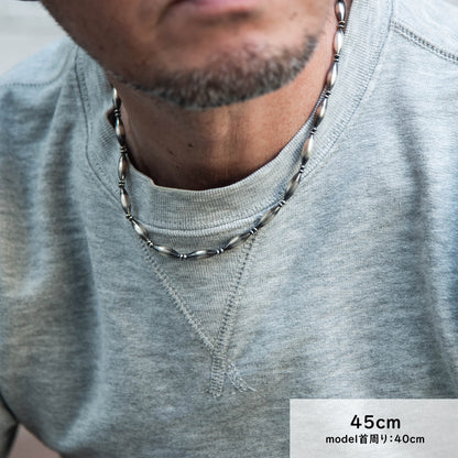 ナバホ パール ネックレス 楕円 15-5mm  シルバー925 メンズ レディース ナバホ族 シルバー ビーズ ボール ネックレス チェーンネックレス 燻し インディアン ジュエリー ネイティブ アメリカン