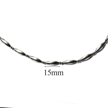ナバホ パール ネックレス 楕円 15-5mm  シルバー925 メンズ レディース ナバホ族 シルバー ビーズ ボール ネックレス チェーンネックレス 燻し インディアン ジュエリー ネイティブ アメリカン
