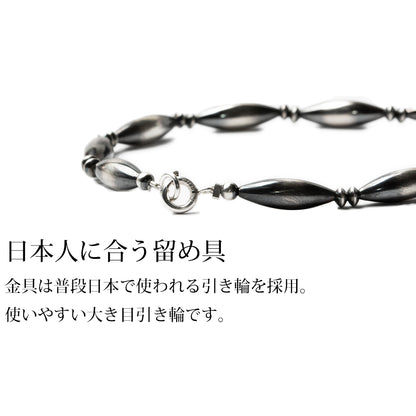 ナバホ パール ネックレス 楕円 15-5mm  シルバー925 メンズ レディース ナバホ族 シルバー ビーズ ボール ネックレス チェーンネックレス 燻し インディアン ジュエリー ネイティブ アメリカン