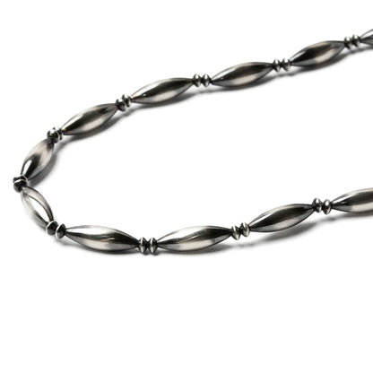 ナバホ パール ネックレス 楕円 15-5mm  シルバー925 メンズ レディース ナバホ族 シルバー ビーズ ボール ネックレス チェーンネックレス 燻し インディアン ジュエリー ネイティブ アメリカン