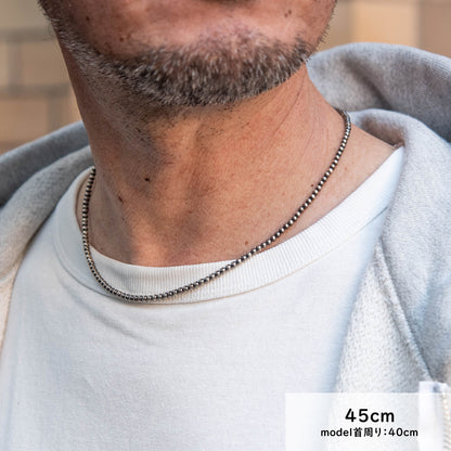 ナバホ パール ネックレス 3mm / 40cm 45cm 50cm シルバー925 メンズ レディース ナバホ族 シルバー ビーズ ボール ネックレス チェーンネックレス 燻し インディアン ジュエリー ネイティブ アメリカン