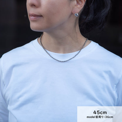 ナバホ パール ネックレス 3mm / 40cm 45cm 50cm シルバー925 メンズ レディース ナバホ族 シルバー ビーズ ボール ネックレス チェーンネックレス 燻し インディアン ジュエリー ネイティブ アメリカン